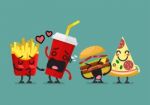 Fast Food Characters Friendship Stock Photo