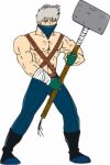 Ninja Masked Warrior Sledgehammer Cartoon Stock Photo