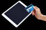 Credit Card And Tablet Pc Device Stock Photo