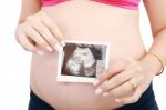Pregnant Lady Showing Ultrasound Stock Photo
