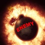 Enemy Bomb Means Fight Against And Attack Stock Photo