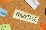 Marriage Keywords On A Colorful Cork Board Stock Photo