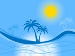 Palm Tree Represents Tropical Island And Atoll Stock Photo