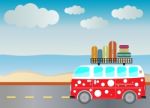  Passenger Van Car With Seascape Background Stock Photo