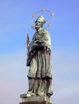 Statue Of John Of Nepomuk, Charles Bridge, Prague Stock Photo