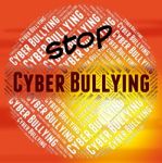Stop Cyber Bullying Indicates Warning Sign And Web Stock Photo