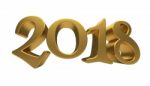 Gold 2018 Lettering Isolated Stock Photo