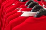 Red Polo Shirts Stock Photo