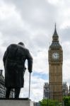 London - July 30 : Statue Of Winston Churchill In London On July Stock Photo