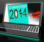 Calendar 2014 On Laptop Showing Future Plans Stock Photo