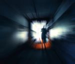Horizontal Vivid Stalker Exploring The Tunnels Motion Abstractio Stock Photo