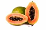 Papaya Fruit On White Stock Photo