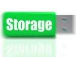 Storage Usb Drive Shows Data Backup Or Warehousing Stock Photo