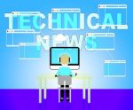 Technical News Represents Hi Tech Media 3d Illustration Stock Photo