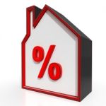 House And Percent Sign Displays Investment Or Discount Stock Photo