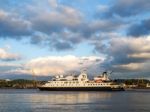 National Geographic Orion Cruising Along The River Garonne Stock Photo