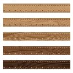 Wooden Ruler Texture On White Background. Wooden Texture Stock Photo