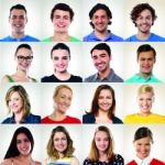 Collage Of Smiling People, Multiple Ethnicity Stock Photo