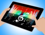 Notes Equaliser Represents Sound Track And Abstract Tablet Stock Photo