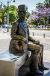 Statue Of Danish Writer Hans Christian Andersen In Malaga Stock Photo