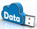 Data Cloud Pen Drive Shows Digital Files And Dataflow Stock Photo
