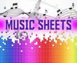 Sheet Music Shows Sound Tracks And Acoustic Stock Photo