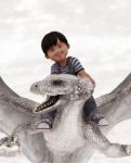 Boy Riding The Dragon,3d Illustration Stock Photo