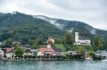 View Of Attersee From Lake Attersee Stock Photo