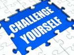Challenge Yourself Puzzle Shows Motivation Goals And Determinati Stock Photo