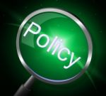 Policy Magnifier Shows Contract Rules And Legal Stock Photo