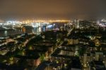 Scenic Of Hamburg Night Cityscape Stock Photo