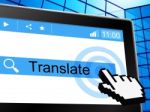 Translate Online Indicates Convert To English And Language Stock Photo