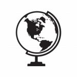 Globe Icon With America Map -  Illustration Stock Photo