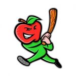 Apple Baseball Mascot Stock Photo