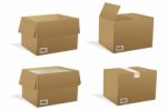 Cardboard Boxes With Bar Code Stock Photo
