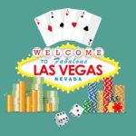 Welcome To Las Vegas Sign With Gambling Elements Stock Photo
