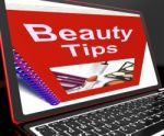 Beauty Tips On Laptop Showing Makeup Hints Stock Photo