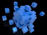 Exploding Blocks Showing Unorganized Puzzle Stock Photo