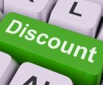 Discount Key Means Cut Price Or Reduce
 Stock Photo