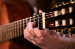 Close Up Woman Guitar Player Stock Photo