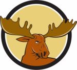 Moose Head Circle Cartoon Stock Photo