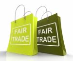 Fair Trade Bag Represents Equal Deals And Exchange Stock Photo