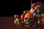 Skull With Gifts For The Festival Stock Photo