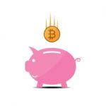Cryptocurrency Bitcoin Piggy Bank Flat Design Icon  Illust Stock Photo