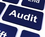 Audit Key Shows Auditor Validation Or Inspection Stock Photo