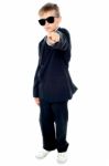 Young boy Pointing Forward Stock Photo