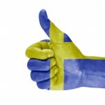 Sweden Flag On Hand Stock Photo