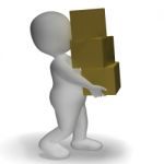 Delivery By 3d Character Showing Packages Postal Stock Photo