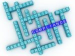3d Image Compliance Concept Word Cloud Background Stock Photo