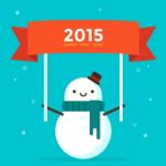 2015 Sign With Snowman Stock Photo